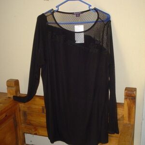 NEW FANCY WOMENS BLACK TOP BLOUSE PLUS SZ 18/20 LG